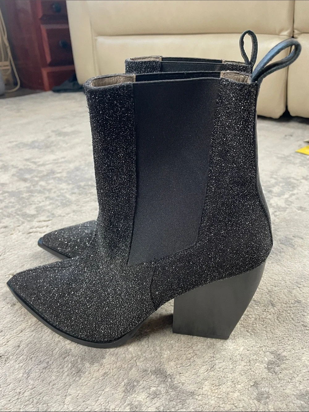 New All Saints Ria Sparkle Boot Glitter Wedge Heeled Chelsea Sz 10